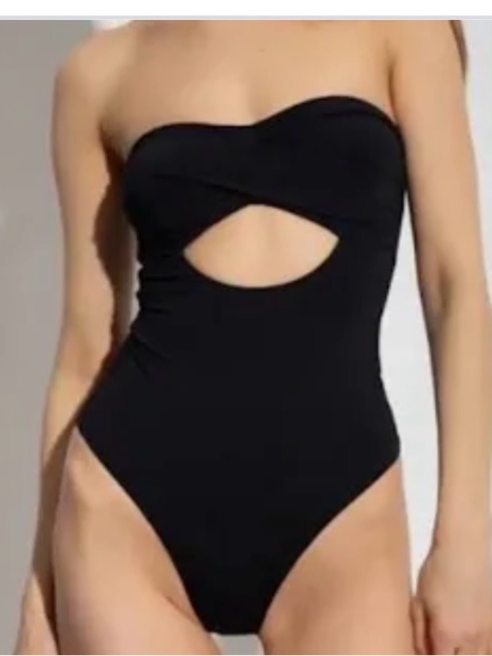AllSaints Black Twist Front Strapless One-Piece